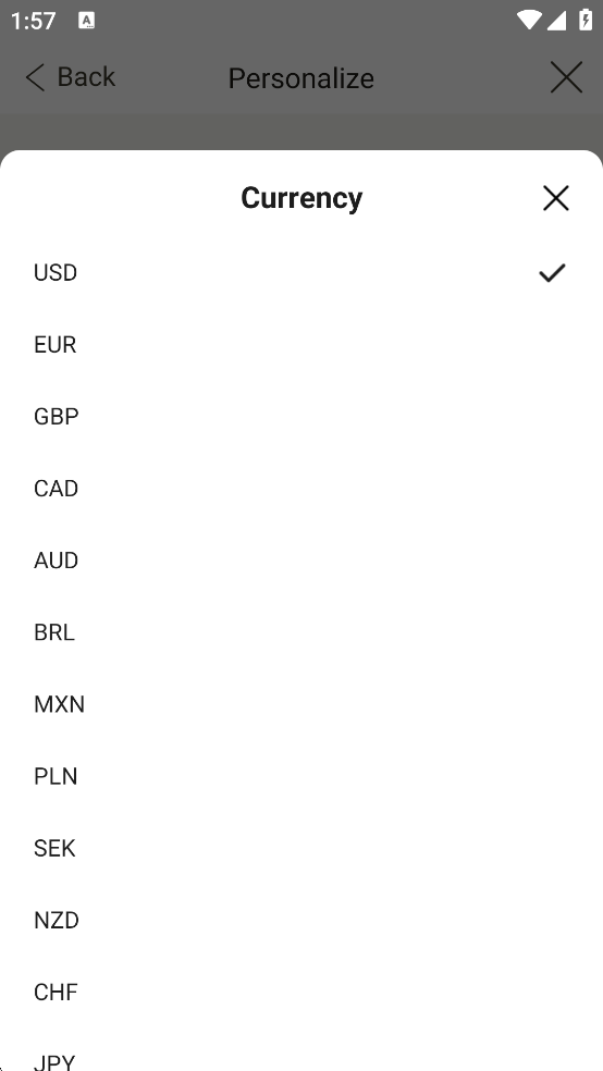 货币切换成功界面
