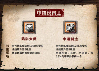 明日之后中级家具工技能加点选择推荐